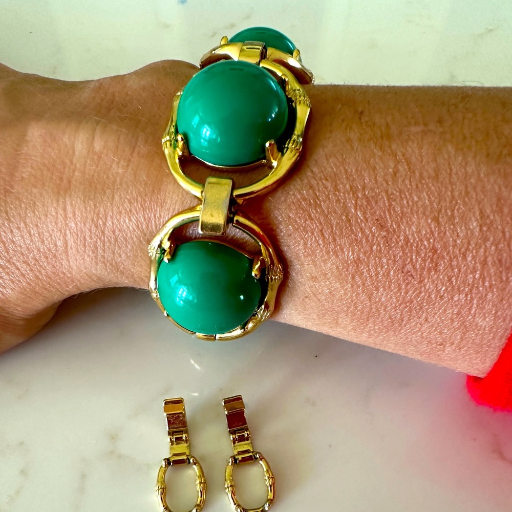 Stella & Dot green enamel bracelet